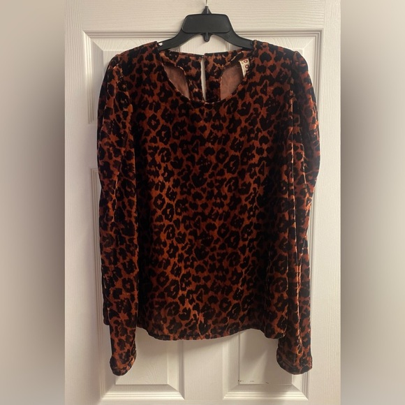 Dolan Left Coast Collection Anthropologie Charley Velvet Leopard Top Size XL - Picture 3 of 6